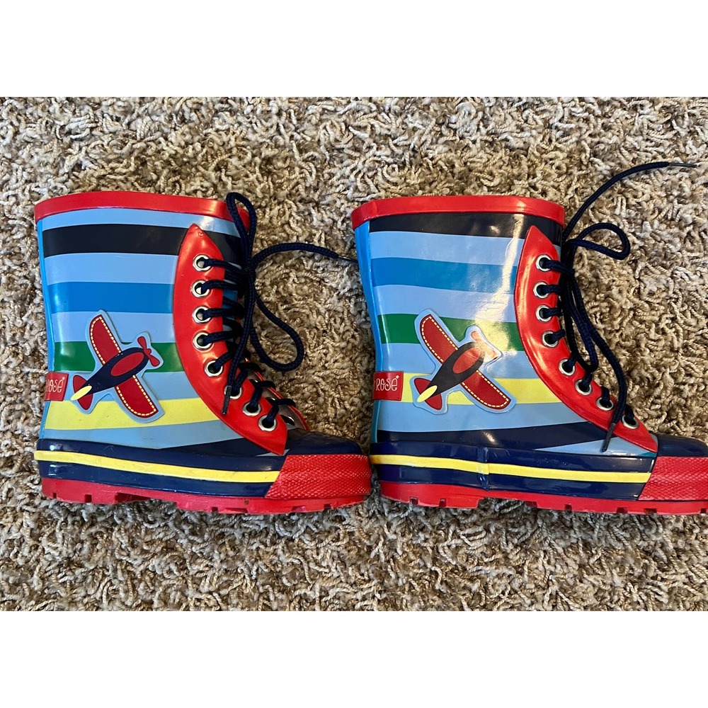 Blade & rose toddler Sz 8 airplane stripe rain boots